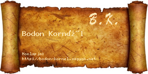 Bodon Kornél névjegykártya